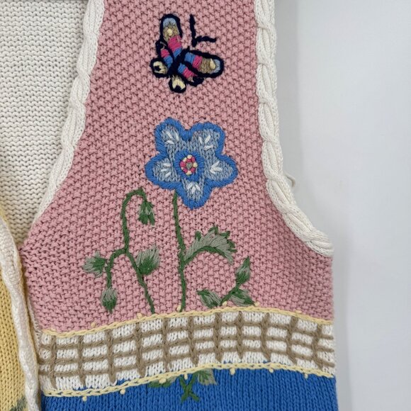 vintage koret francisca knit butterfly button up sweater vest woman’s size mediu - Picture 8 of 11
